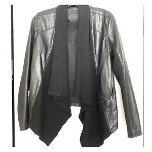 BlankNYC Faux black leather and cotton jacket.